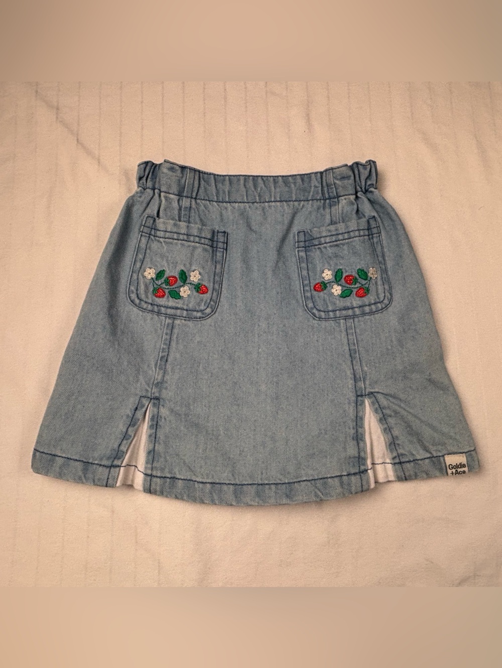 NWT Goldie +Ace girls 5 year 115 Light Blue Denim Skirt with Embroidered Pockets